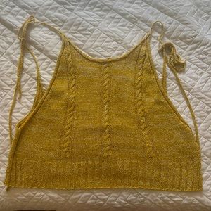 Free People Yellow Backless Knit Tank (Size M)